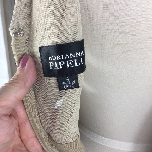 Adrianna Papell Layered Cream Dress, Size 4 - Picture 6 of 8